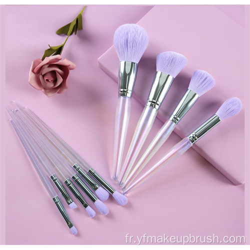 Ensemble de pinceau de maquillage faciale de cristal 10pcs